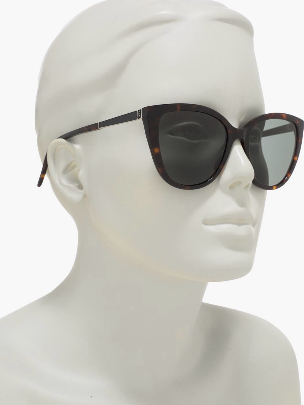 NEW Saint Laurent Cat Eye Sunglasses 55mm Havana Silver $475 NIB AUTHENTIC - Picture 3 of 6